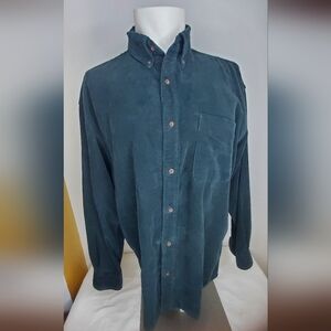 Club Room Size M Men Ribbed Corduroy Shirt in Deep Green Long Sleeves 100%cotton